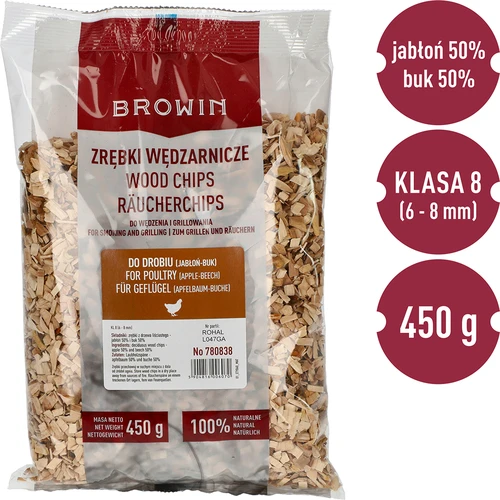 Lesni sekanci za prekajevanje/žar, 50% jablana + 50% bukev, 450 g, razred 8 - 3