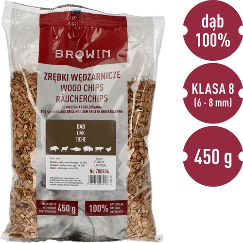 Lesni sekanci za prekajevanje/žar, hrast, 450 g, razred 8 - 3