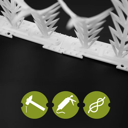 Letvice s konicami za odganjanje ptic, okrasne, bele - iz plastike, 6 kosov - 6