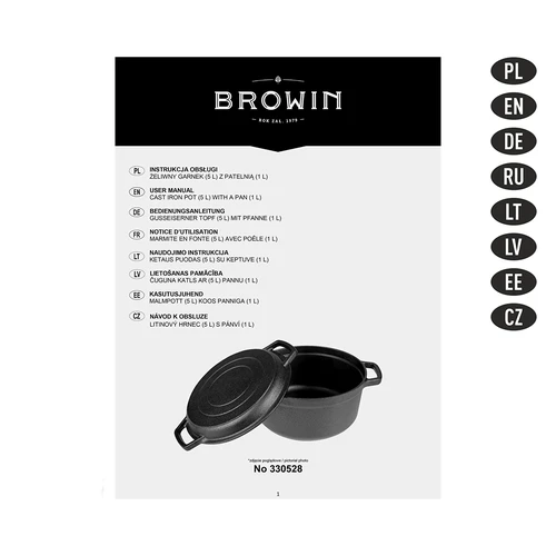 Litoželezni lonec s ponvijo, 5 L + 1 L - 12