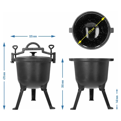 Litoželezni lovski kotliček z emajlirano notranjostjo, 8 l - 5
