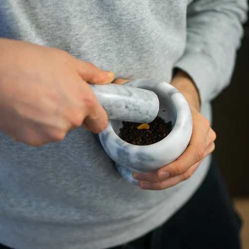 Marmornat kuhinjski terilnik, siv, Ø 10,5 cm - 13