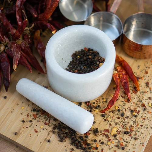 Marmorni kuhinjski možnar, bel, Ø 10 cm - 11