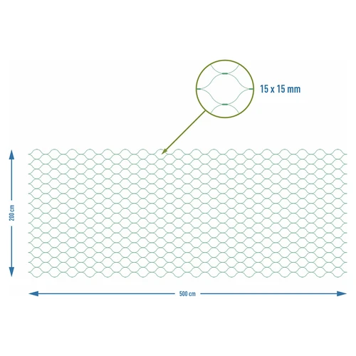 Mreža za zaščito pred pticami, zelena, 2 m x 5m - 7
