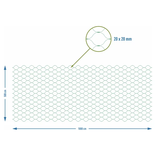 Mreža za zaščito pred pticami, zelena, 5 m x 10m - 7