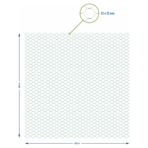 Mreža za zaščito pred pticami, zelena, 6 m x 6m - 7