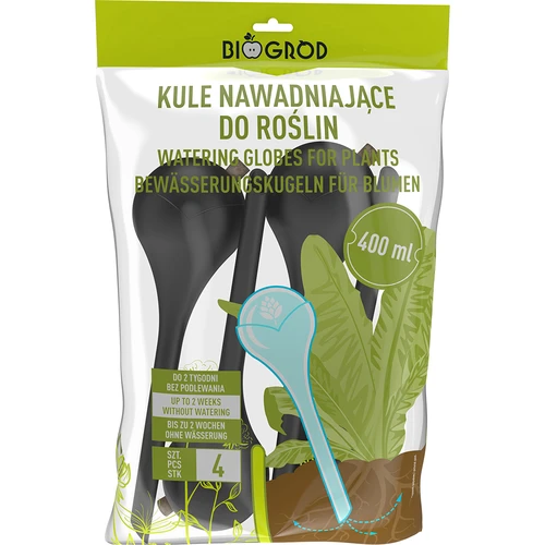 Namakalne krogle za rastline, mat črne, s plutovinastim zamaškom, 400 ml, 4 kos. - 4