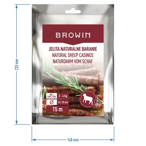 Naravna ovčja čreva – kaliber 18/20 mm, 15 m - 5