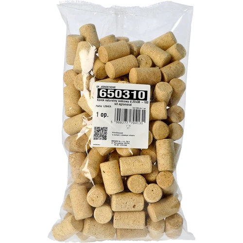 Naravni valjasti zamašek iz plute d.22x38 -100 kos. aglomerat - 2