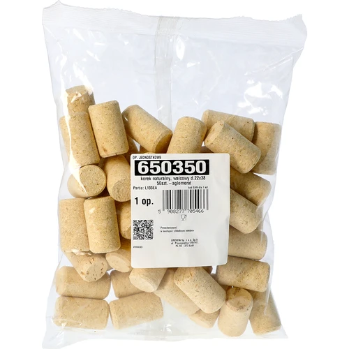 naravni zamašek, valjast d.22x38 50 kos.-aglomerat - 2