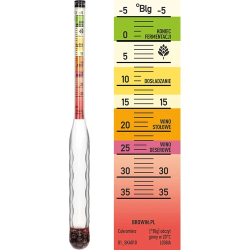 Nelomljiv sladkoromer z epruveto, merilni razpon: -5-35°Blg - 4