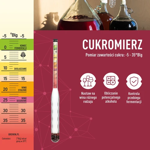 Nelomljiv sladkoromer z epruveto, merilni razpon: -5-35°Blg - 6