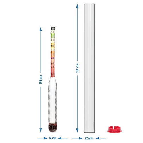 Nelomljiv sladkoromer z epruveto, merilni razpon: -5-35°Blg - 5