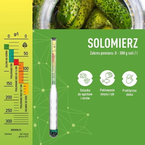 Nerazbiten salinometer z epruveto, merilno območje: 0-300 g soli/L - 5