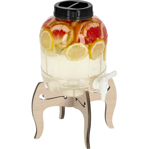 Nerazbitni kozarec 5L s pipico in obojestranskim lesenim stojalom