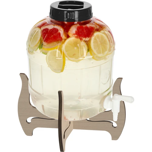 Nerazbitni kozarec 8 l s pipico in dvostranskim lesenim stojalom - 3