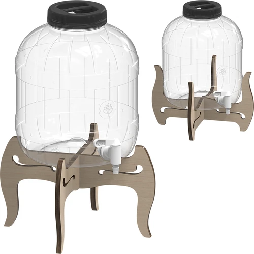 Nerazbitni kozarec 8 l s pipico in dvostranskim lesenim stojalom - 5