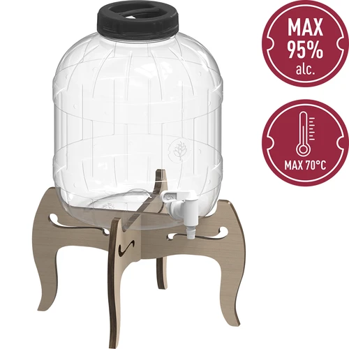 Nerazbitni kozarec 8 l s pipico in dvostranskim lesenim stojalom - 6