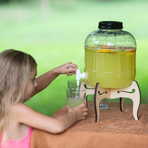 Nerazbitni kozarec 8 l s pipico in dvostranskim lesenim stojalom - 15