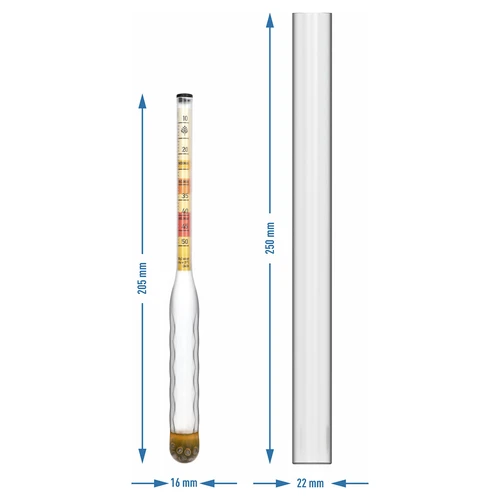 Nezlomljiv hidrometer za medena vina z merilnim valjem, območje merjenja 10–50°Blg - 4