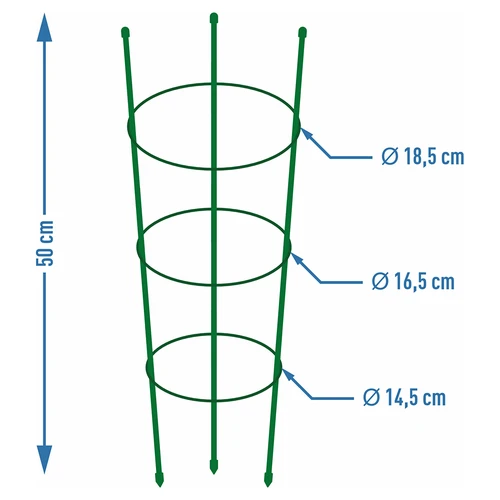 Obročna opora za rastline, 3 obroči, 0,5 m - 2