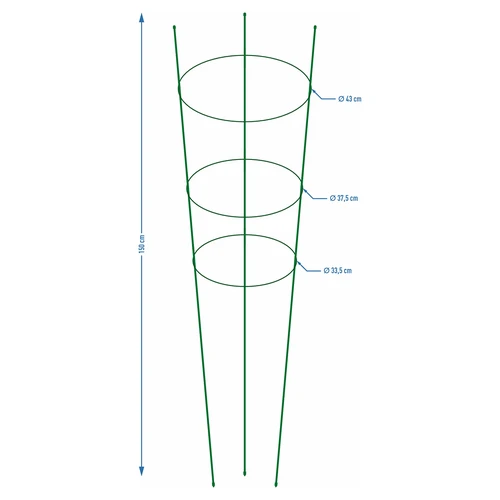 Obročna opora za rastline, 3 obroči, 1,5 m - 2