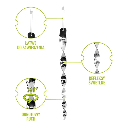 Odganjalec ptic – odsevne spirale v srebrni barvi, 6 kosov - 2