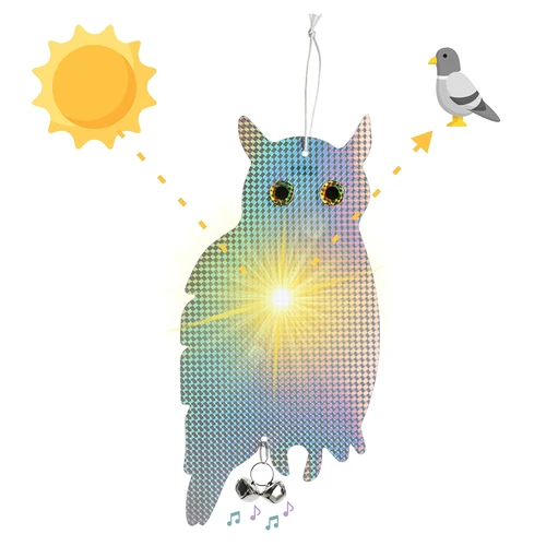 Odsevna obešanka za odganjanje ptic - sova z zvončki - 5