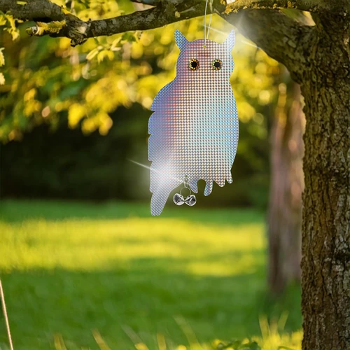 Odsevna obešanka za odganjanje ptic - sova z zvončki - 9