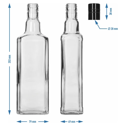Okrasna steklenica TYNKTURA 0,5 L z dolgim črnim navojnim zamaškom Ø 28 mm, 1 kos - 5