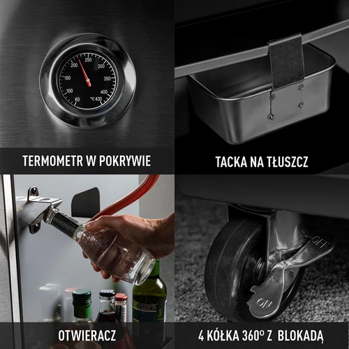 Plinski žar dragON BBQ101, 11,7 kW, črno-srebrn - 8