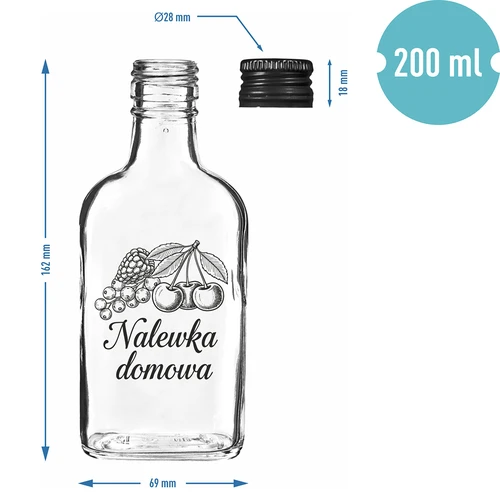 Steklenica – prisrčnica 200 ml z navojnim pokrovčkom, potisk »Nalewka domowa«, 1 kos. - 4