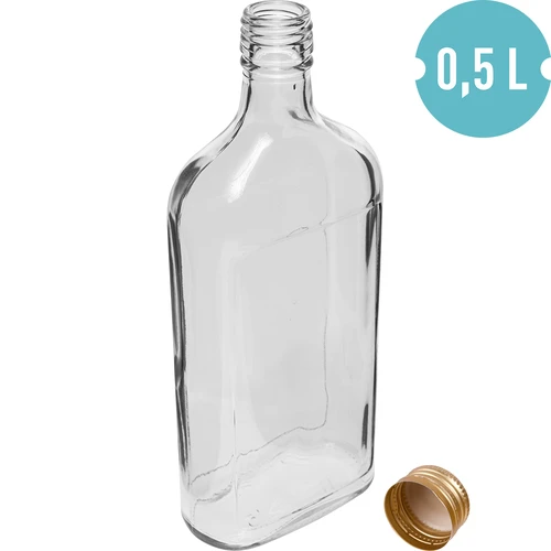 Ploska steklenica 500 ml z navojnim zamaškom in potiskom »Sadje«, motiv 2 - 2