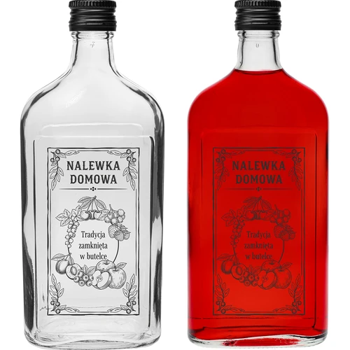 Ploska steklenica 500 ml z navojnim zamaškom, potisk »Nalewka domowa«, 1 kos