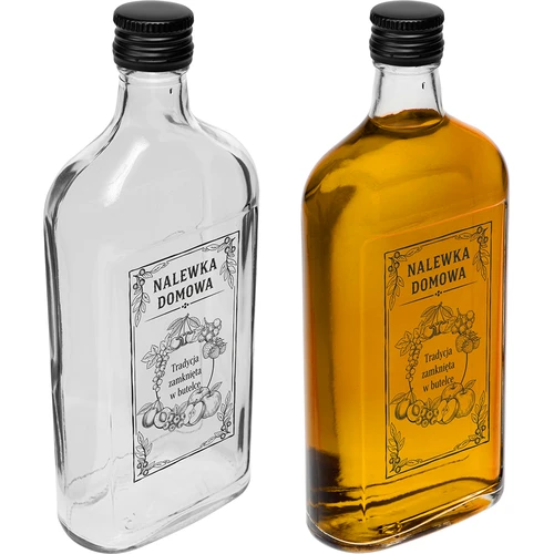 Ploska steklenica 500 ml z navojnim zamaškom, potisk »Nalewka domowa«, 1 kos - 2