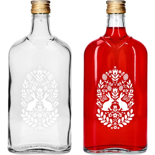 Ploska steklenica 500 ml z navojnim pokrovčkom, potisk "Velika noč", 1 kos.