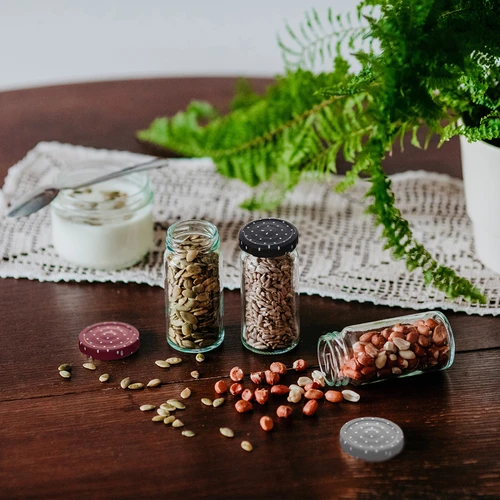 Pokrovček fi 43 mm, pikice - mix - 10 kosov. - 12