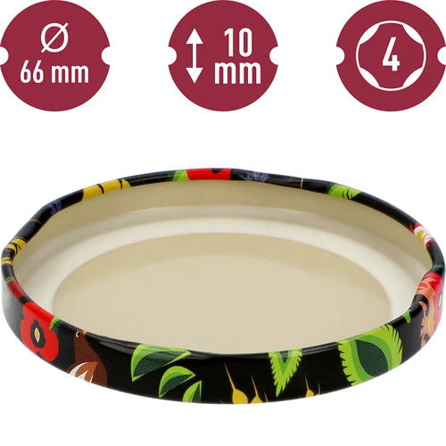 Pokrovček fi 66/4 črn Folk - 10 kos. - 4