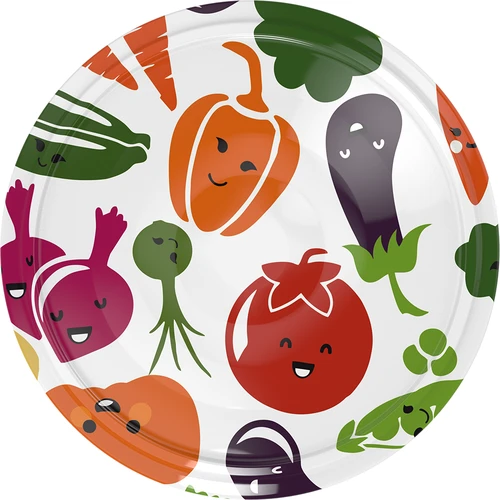 Pokrovček fi 66/4 zelenjavni obrazki - 10 kosov.