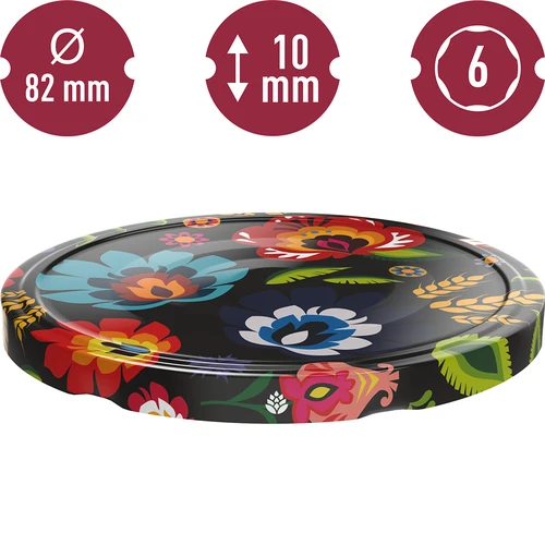 Pokrovček fi 82/6 Folk črn - 10 kos. - 3