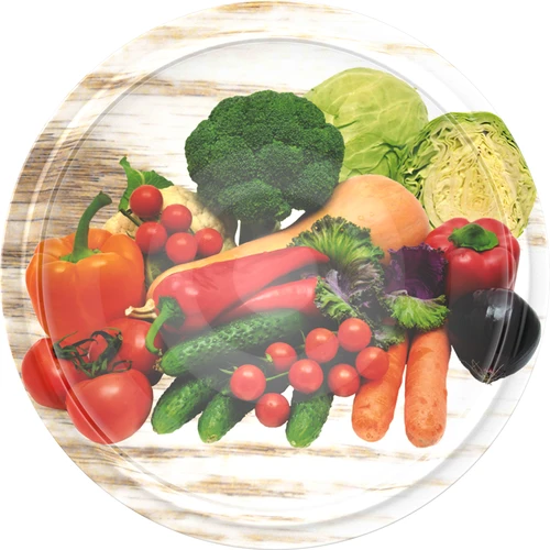 Pokrovček fi 82/6 zelenjava na belem ozadju - 10 kos.