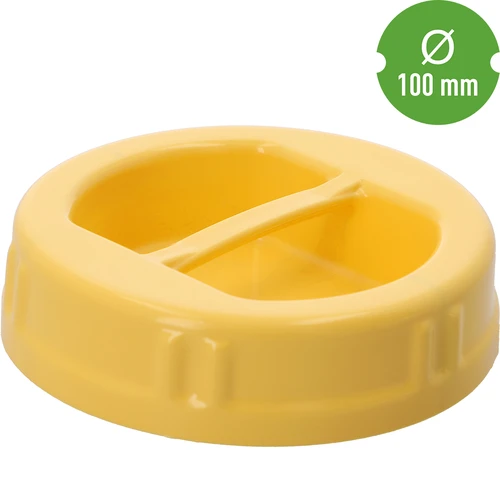 Plastični pokrovček TO fi 100 mm, rumen, z ročajem, za steklene kozarce - 3