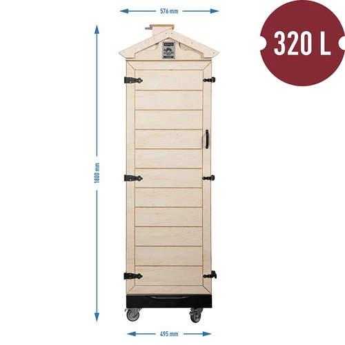 Prekajevalna komora iz atestirane vezane plošče, brezokvirna, 320L, s kolesi - 4
