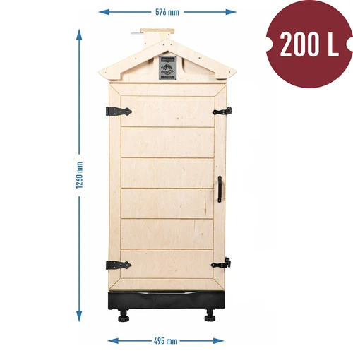 Prekajevalna komora iz certificirane vezane plošče, brez okvirja, 200 l, s kolesi - 4