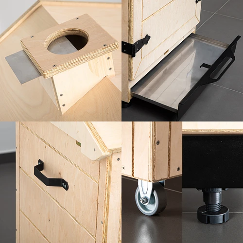 Prekajevalna komora iz certificirane vezane plošče, brezokvirna 200L, s kolesi - 3