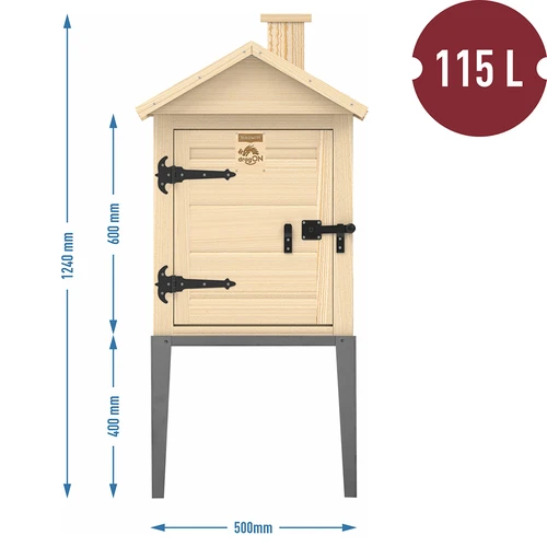 Prekajevalna komora iz smrekovega lesa, 115 L, s podstavkom iz nerjavnega jekla - 3