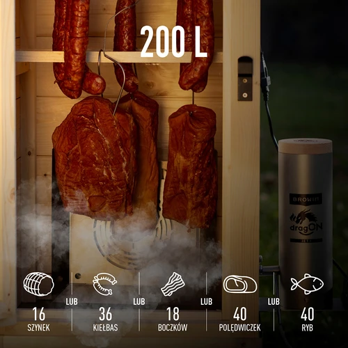 Prekajevalnik z Wi-Fi, 200 L- dragON WOOD 100IQ z električnim grelnim modulom in krmilnikom - 11