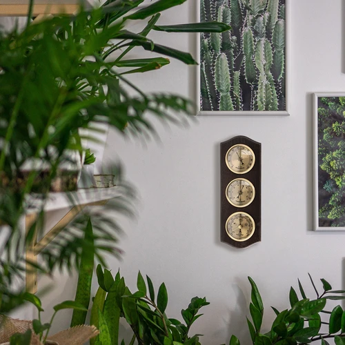 Retro vremenska postaja - v orehovi barvi z zlatimi številčnicami - 6