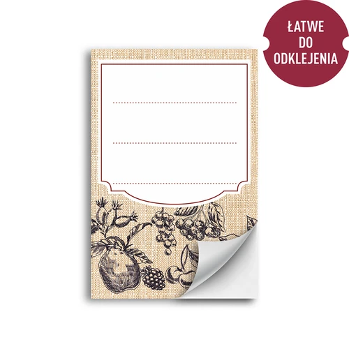 Samolepilne etikete 60 x 90 mm za steklenice in kozarce, motiv skica sadja - 20 kos. - 2