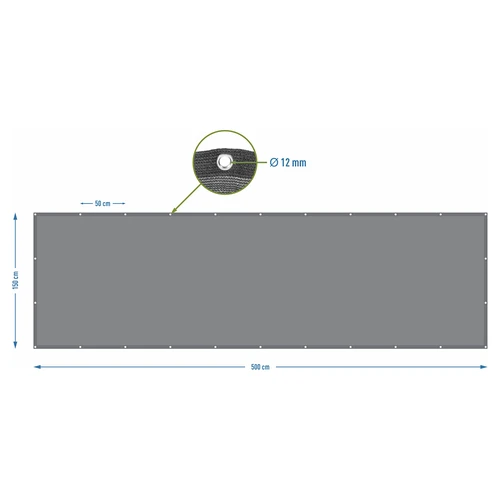 Senčilna mreža (80 %, 140 g/m²) 1,5 x 5 m, grafitna - 7